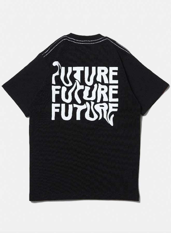 تيشيرت أطفال للجنسين أسود بتصميم "جاهز للمستقبل"