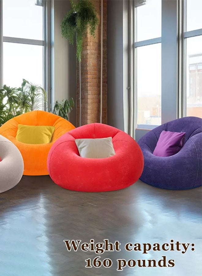 Generic New inflatable sofa Flocking inflatable lazy ball sofa Small household single sofa leisure entertainment stool Folding outdoor leisure sofa bed Send inflatable pump Sofa Color: green  - Image 4