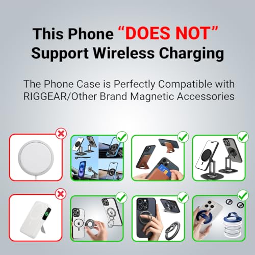 RIGGEAR Shockproof Sleek Hybrid Armor Back Cover Case Compatible with MagSafe Accessories for Samsung Galaxy M35 5G (Smoke Black Matte PC + Black TPU Bumper) - Image 5