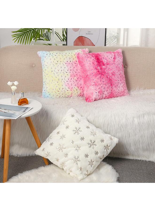 Bluejw Christmas Sequins Pillow Case Office Waist Pillow Tie-dyed Rabbit Fur Pillow Case Car Bay Window Cushion Cover  - Image 2
