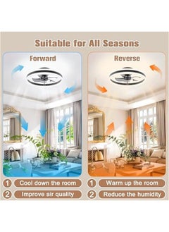 Arabest Black Modern Bladeless LED Ceiling Fan Light with Remote, 15.7in Flush Mount, 3000K-6500K Dimmable, Low Profile for Bedroom  - Image 5