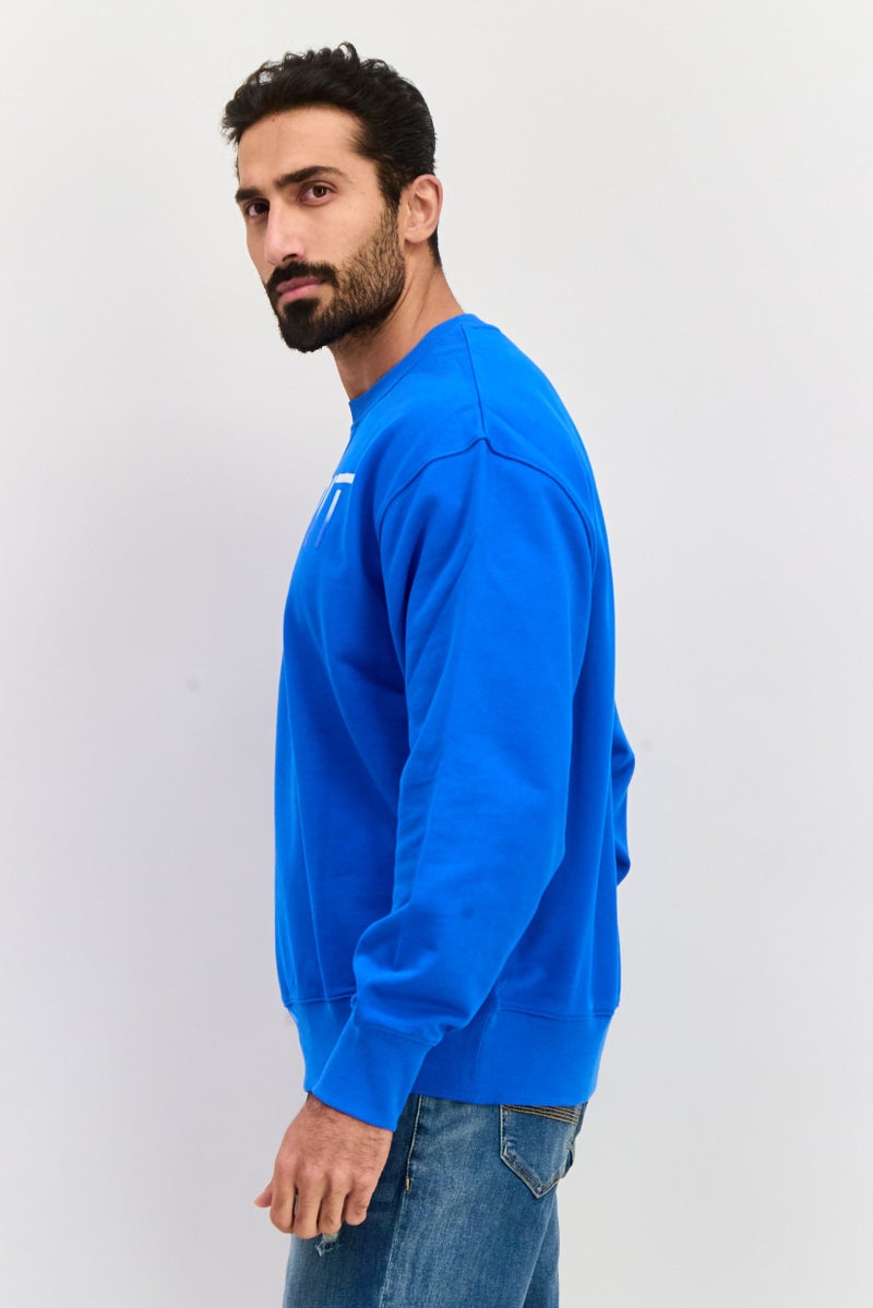 ESPRIT Men Crew Neck Brand Logo Long Sleeves Sweatshirt, Blue - Image 2