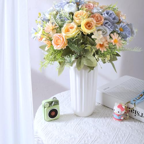 Cyblinia Artificial Flowers Bouquets 3 Bunches Fake Flowers Bride Holding Flowers Faux Floral for Home Wedding Spring Decor - Image 5