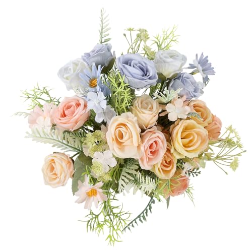 Cyblinia Artificial Flowers Bouquets 3 Bunches Fake Flowers Bride Holding Flowers Faux Floral for Home Wedding Spring Decor - Image 1