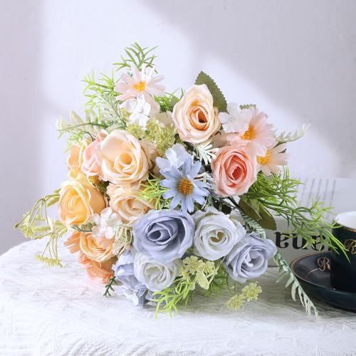 Cyblinia Artificial Flowers Bouquets 3 Bunches Fake Flowers Bride Holding Flowers Faux Floral for Home Wedding Spring Decor - Image 4