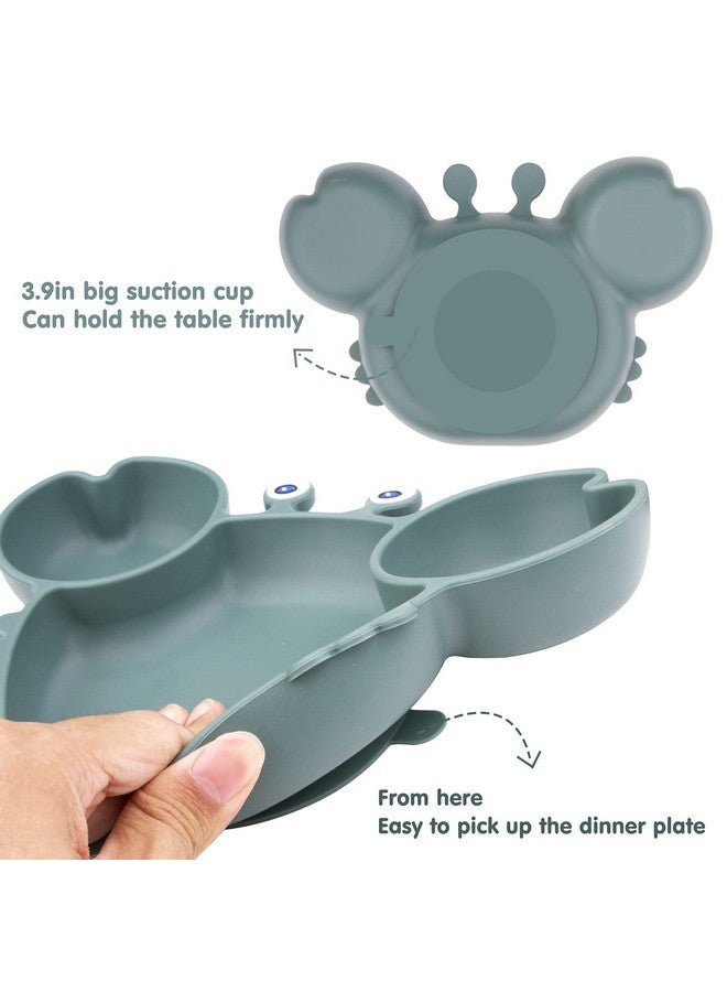 كيوشاير أطباق أطفال محمولة للأطفال الصغار والأطفال الصغار، ألواح شفط قوية خالية من البيسفينول للأطفال الصغار، مفرش أطباق سيليكون آمن للاستخدام في غسالة الأطباق والميكروويف، مقاس 9 × 6 × 1.4 بوصة - Image 5