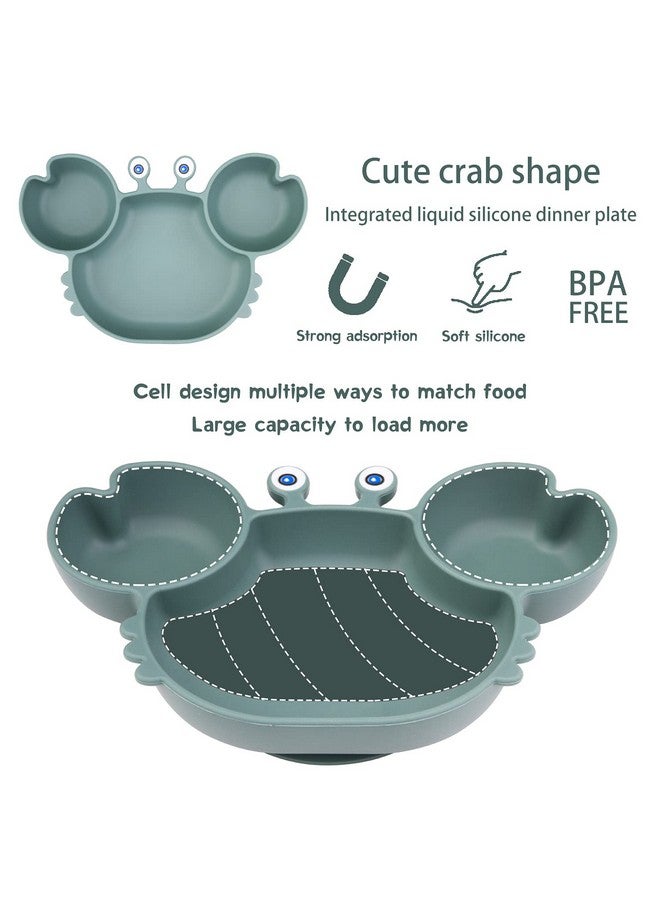كيوشاير أطباق أطفال محمولة للأطفال الصغار والأطفال الصغار، ألواح شفط قوية خالية من البيسفينول للأطفال الصغار، مفرش أطباق سيليكون آمن للاستخدام في غسالة الأطباق والميكروويف، مقاس 9 × 6 × 1.4 بوصة - Image 2