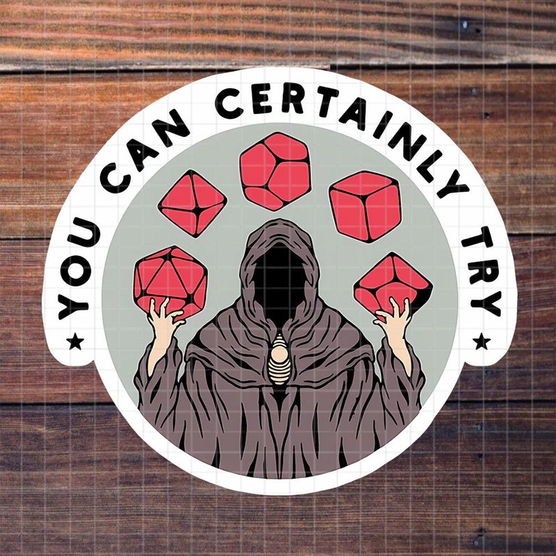 Polychrome 3inch Humorous Hooded Figure Sticker For Laptops Water Bottles Tabletop Gaming - Image 1