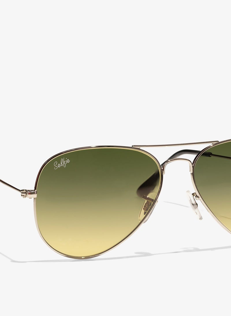 Selfie Aviator Green Gold Metal Frame with UV 400 Sunglasses, SE3025-015 - Image 3