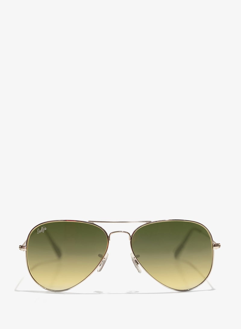 Selfie Aviator Green Gold Metal Frame with UV 400 Sunglasses, SE3025-015 - Image 1