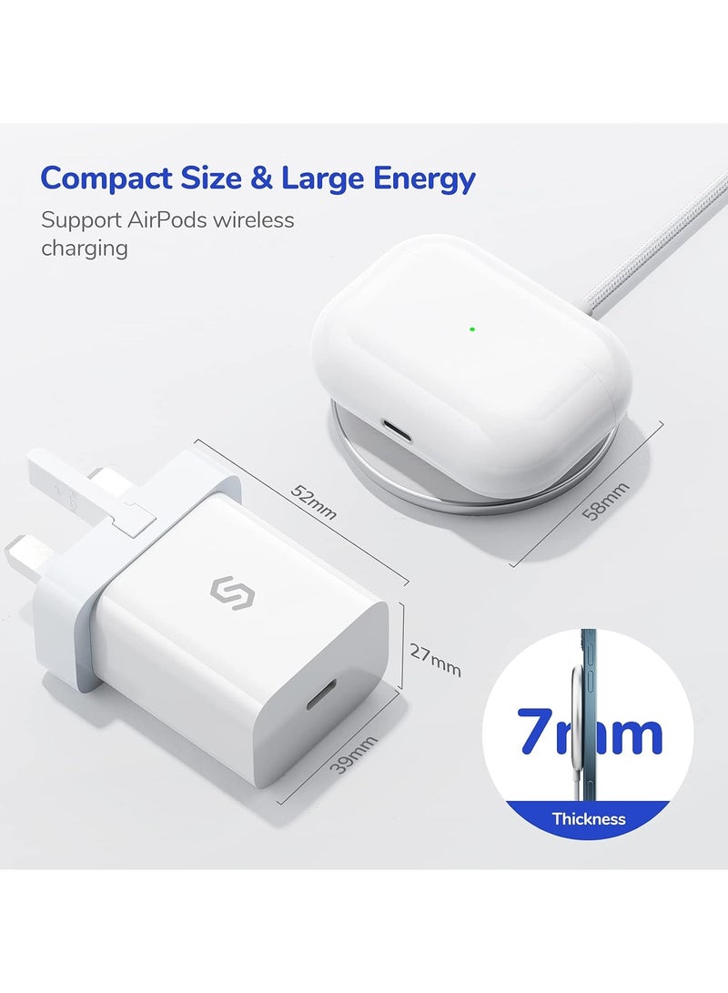 ساينك واير شاحن Syncwire اللاسلكي المغناطيسي سريع بتقنية Qi  مع محول USB-C جداري بقوة 20 واط - Image 4