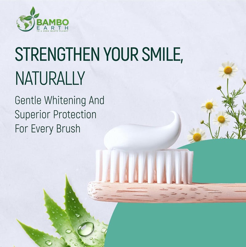 BAMBOEARTH Natural Fluoride Free Toothpaste  Nano Hydroxyapatite Remineralizing Sensitive Teeth Whitening  Zero Waste Tube  Dentist Recommended for Adult  Kids Oral Aloe Vera  Chamomile Single Aloe - Image 5