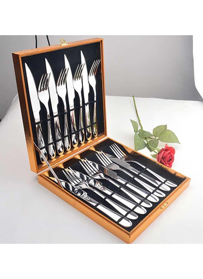 Beauenty 16-Piece Stainless Steel Cutlery Set Silver Kitchen Utensils Set, Tableware Set For Home Kitchen Restaurant Hotel Gatherings Picnic Dining Silver  - Image 1