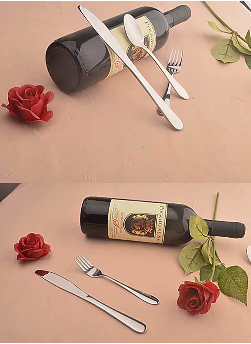 Beauenty 16-Piece Stainless Steel Cutlery Set Silver Kitchen Utensils Set, Tableware Set For Home Kitchen Restaurant Hotel Gatherings Picnic Dining Silver  - Image 2