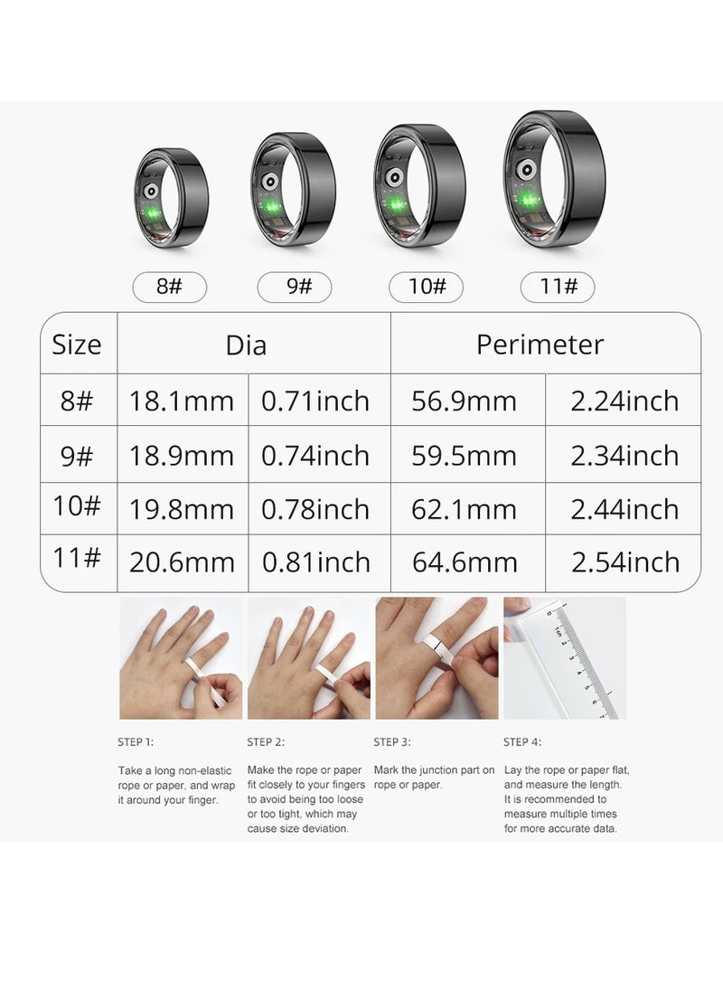 ColMi Smart Ring, Waterproof Wearable Fitness Tracker Ring, Long Battery Life Sleep Tracker Health Ring, Comfortable Bluetooth Smart Ring With Multiple Sports Modes For Men And Women, (Size 9, Black)  - Image 5