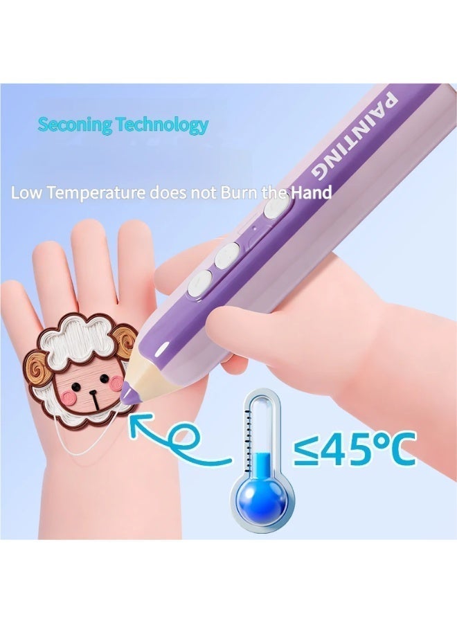 3D Printing Pen for Kids, Low Temperature Anti-Scald 3D Drawing Pen with 5 Colors PCL Filament, Auto Feeding & Back Feeding, USB Charging, DIY Creative Educational Toy for Children - Image 4
