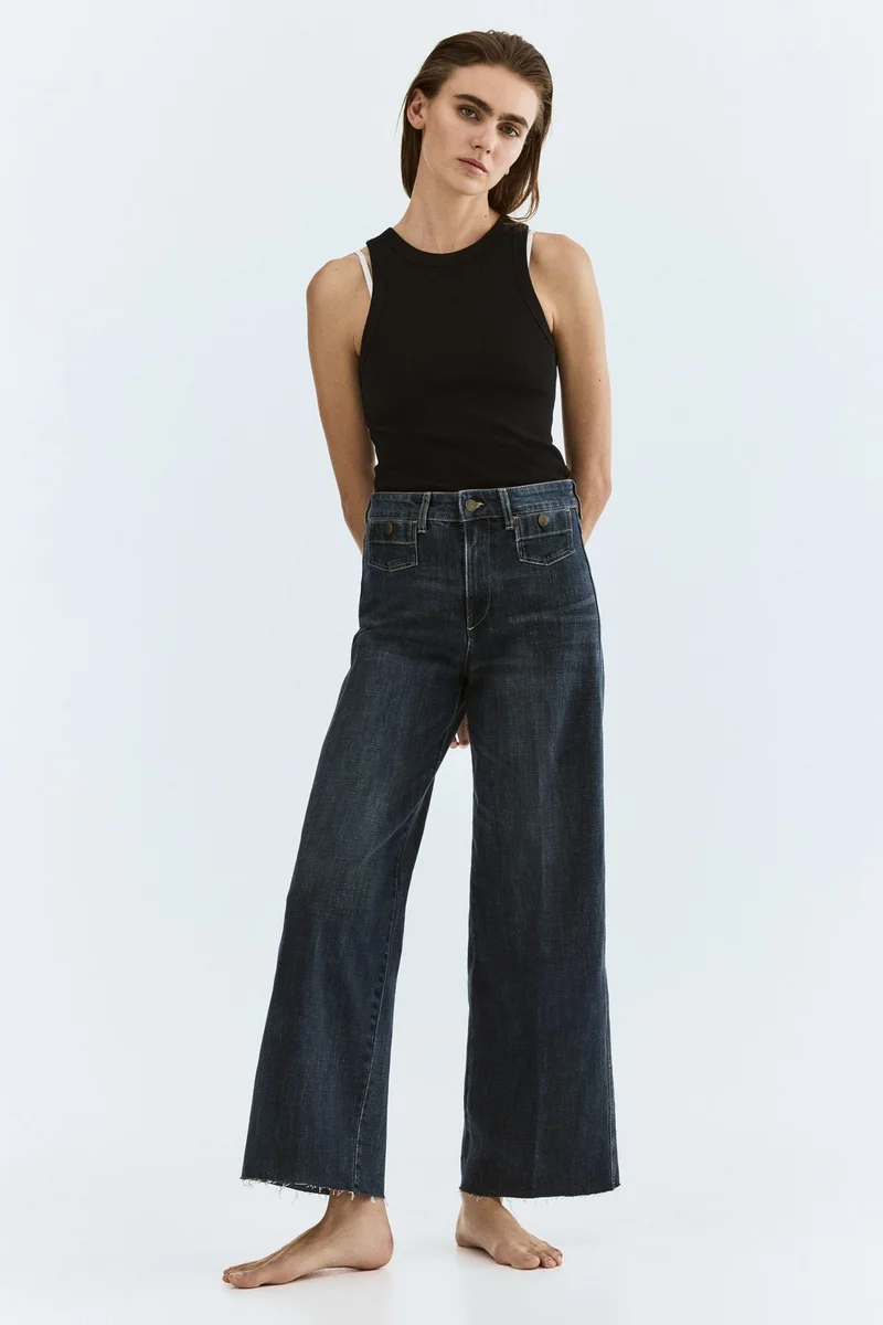 H&M Wide High Waist Ankle Jeans