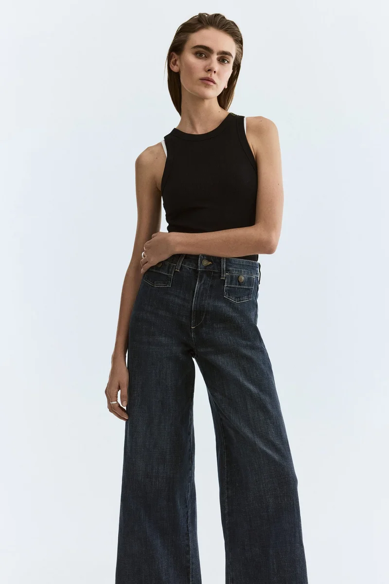 H&M Wide High Waist Ankle Jeans