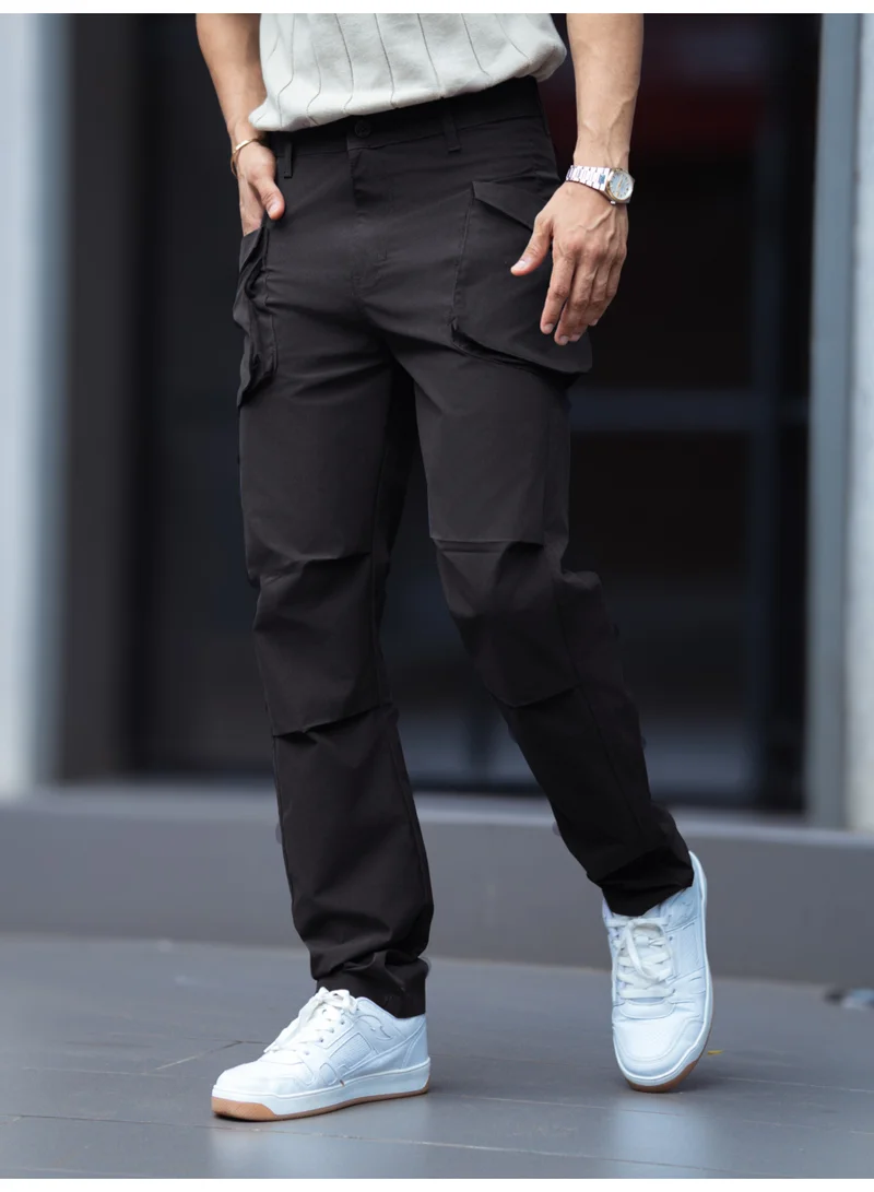 Maniac  Maniac Mens Solid Dark Grey Submarine Cargo Flap Pocket for Men | Best Price UAE