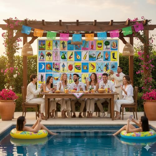 Ticuenicoa 7x5ft Cards Backdrop Mexican Bingo & Party Decorations Mexican Fiesta Photography Background for Mexicana, Adult Birthday, Kids Bday Supplies - Image 4