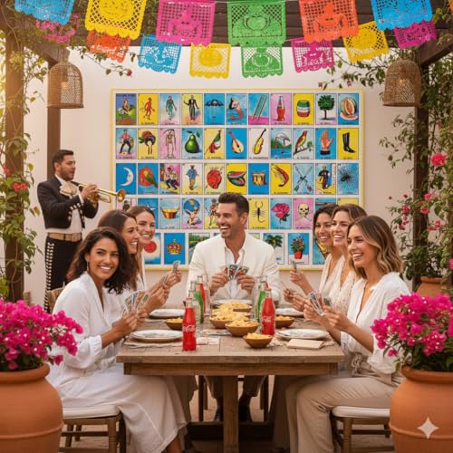 Ticuenicoa 7x5ft Cards Backdrop Mexican Bingo & Party Decorations Mexican Fiesta Photography Background for Mexicana, Adult Birthday, Kids Bday Supplies - Image 3
