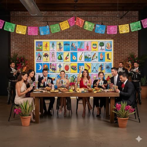 Ticuenicoa 7x5ft Cards Backdrop Mexican Bingo & Party Decorations Mexican Fiesta Photography Background for Mexicana, Adult Birthday, Kids Bday Supplies - Image 5