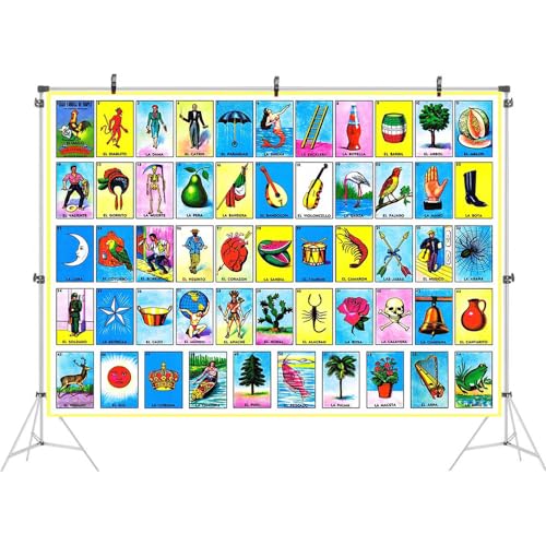 Ticuenicoa 7x5ft Cards Backdrop Mexican Bingo & Party Decorations Mexican Fiesta Photography Background for Mexicana, Adult Birthday, Kids Bday Supplies - Image 2