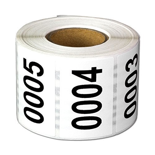 OfficeSmartLabels 0001-0500 Consecutive Number Labels (1 x 1.5 inch, White - 500 Labels) 0001 to 0500 Number Sequence Stickers for Inventory, Shipping, Distribution OR Manufacturing - Image 1