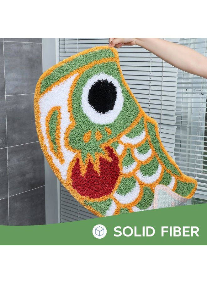 Feblilac Green Fish Koi Bathroom Rug, Japanese Style Bath Rug, Fun Washable Bathroom Mat, Microfiber Bath Mats for Bathroom Living Room Fast Dry - Image 4