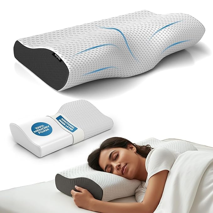 Lifelong Cervical Pillow for Neck Pain | Orthopedic Memory Foam Neck Pillow for Sleeping |Cervical Support for Spondylitis, Back & Shoulder Pain Relief |19x12x3.5 Inch| Comfortable Bed Pillow (LLCP05) - Image 1