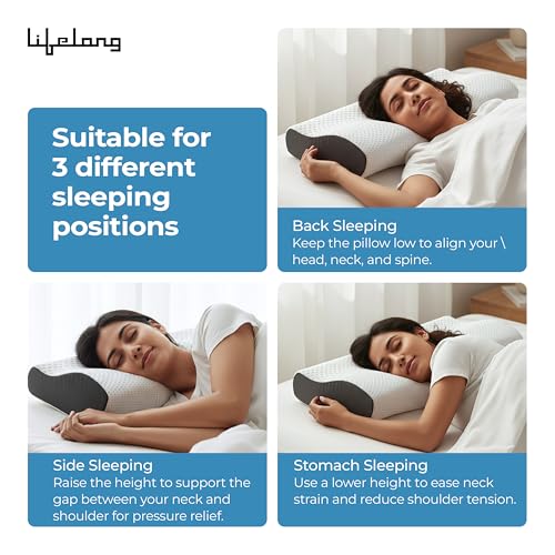 Lifelong Cervical Pillow for Neck Pain | Orthopedic Memory Foam Neck Pillow for Sleeping |Cervical Support for Spondylitis, Back & Shoulder Pain Relief |19x12x3.5 Inch| Comfortable Bed Pillow (LLCP05) - Image 4