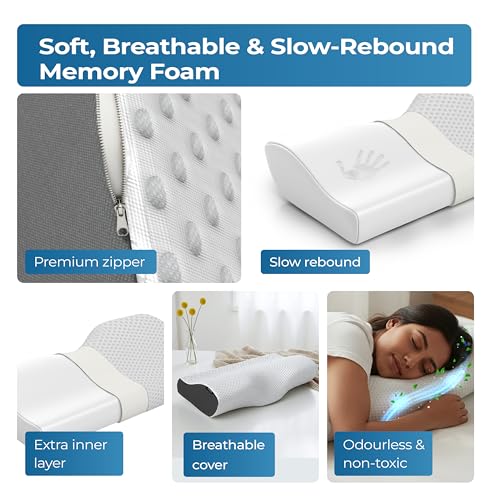 Lifelong Cervical Pillow for Neck Pain | Orthopedic Memory Foam Neck Pillow for Sleeping |Cervical Support for Spondylitis, Back & Shoulder Pain Relief |19x12x3.5 Inch| Comfortable Bed Pillow (LLCP05) - Image 2