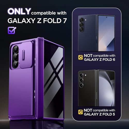 TONGATE Wallet for Z Fold 7 Case with Privacy Screen Protector 4Card HolderAnti Spy Builtin Large Stand Slide Camera Cover Z7 Shockproof Phone Case for Samsung Galaxy Z Fold 7 2025 8 Purple - Image 3