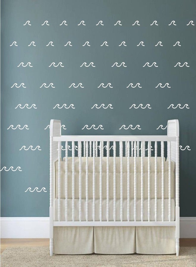 JURUOXIN 88 Pcs/Pack Ocean Waves Wall Sticker for Kids Room Decal Sea Surge Living Room Decor YMX60 (White) - Image 1