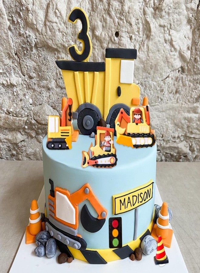 acvcatto 4 Pcs Excavator Chocolate Molds, Construction Site Crane Bulldozer Silicone Fondant Molds, Forklift Construction Sign Candy Baking Molds for Cake Decoration Gum Paste Clay DIY Craft Resin - Image 4