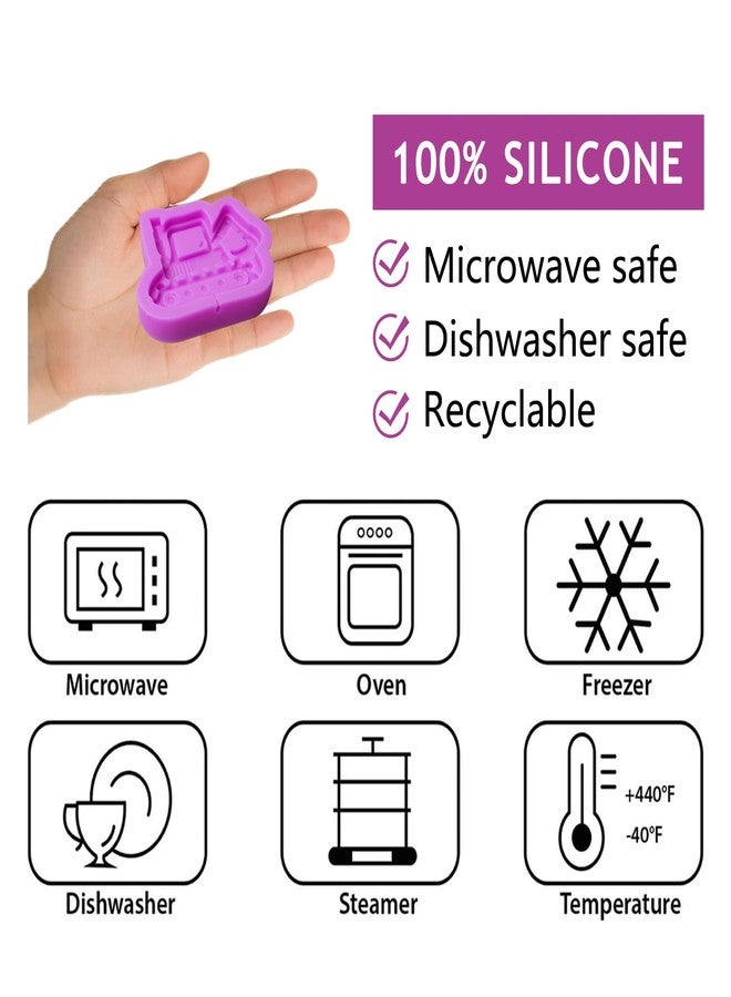 acvcatto 4 Pcs Excavator Chocolate Molds, Construction Site Crane Bulldozer Silicone Fondant Molds, Forklift Construction Sign Candy Baking Molds for Cake Decoration Gum Paste Clay DIY Craft Resin - Image 3