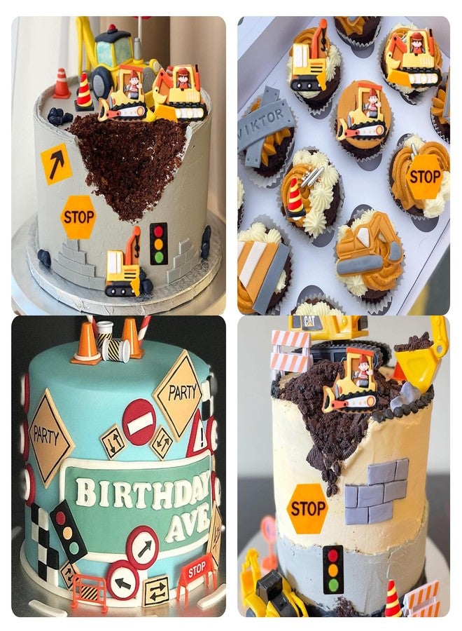 acvcatto 4 Pcs Excavator Chocolate Molds, Construction Site Crane Bulldozer Silicone Fondant Molds, Forklift Construction Sign Candy Baking Molds for Cake Decoration Gum Paste Clay DIY Craft Resin - Image 5