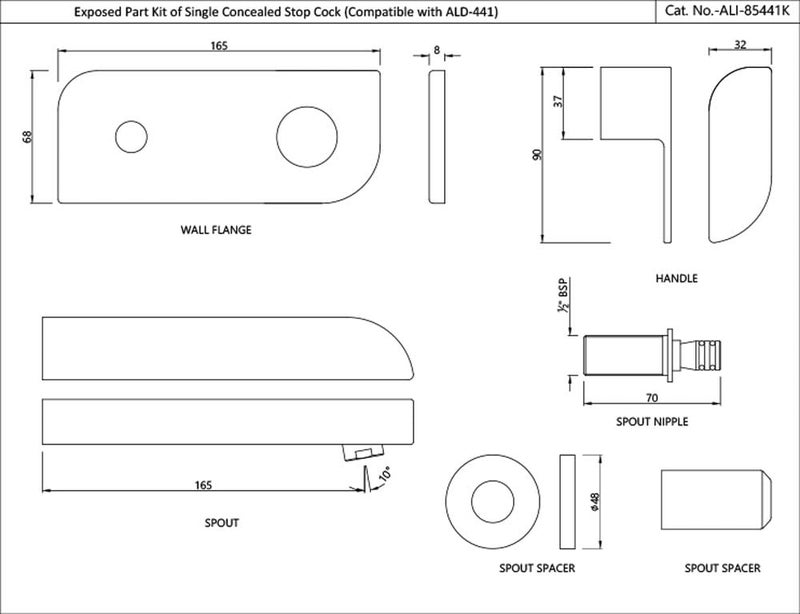 JAQUAR Alive Series Wall Mounted Cold ONLY Basin TAP (Chrome) | Right Hand Side Lever, Brass Body Water Tap/Faucet/Cock for Bathroom/Kitchen Wash Basin | Compatiable in-Wall Part is Sold Separately - Image 4