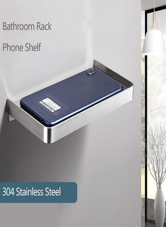Beufee Floating Wall Shelves, tainless Steel Bathroom Tray Wall Mounted Mobile Phone Holder Bathroom Phone Shelf Toilet S 185x90mm (Brushed) - Image 3