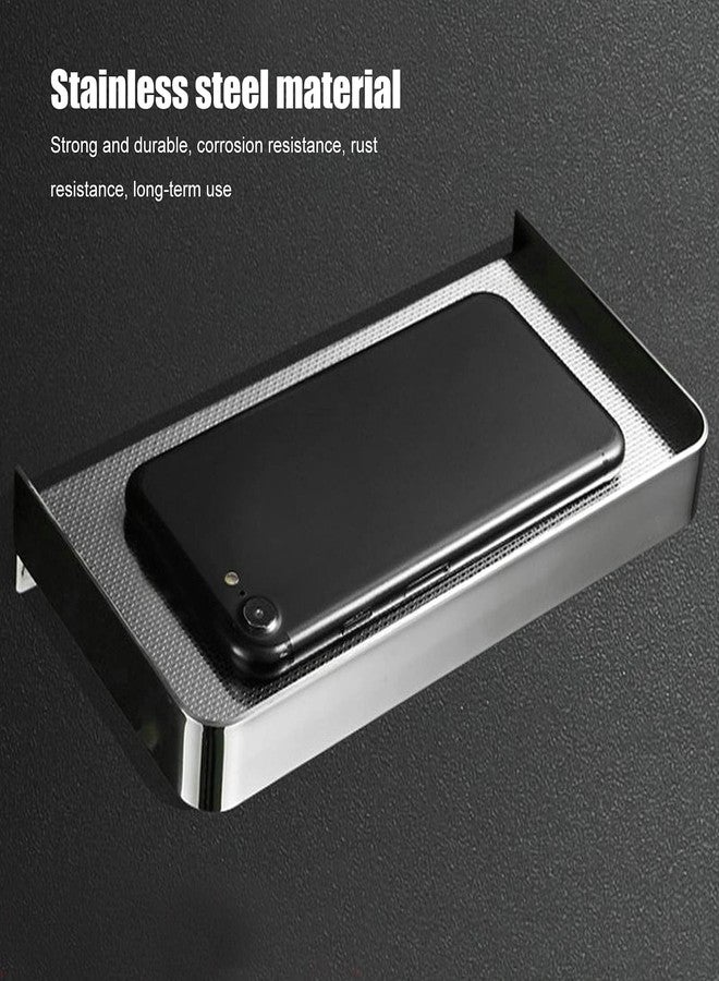 Beufee Floating Wall Shelves, tainless Steel Bathroom Tray Wall Mounted Mobile Phone Holder Bathroom Phone Shelf Toilet S 185x90mm (Brushed) - Image 5