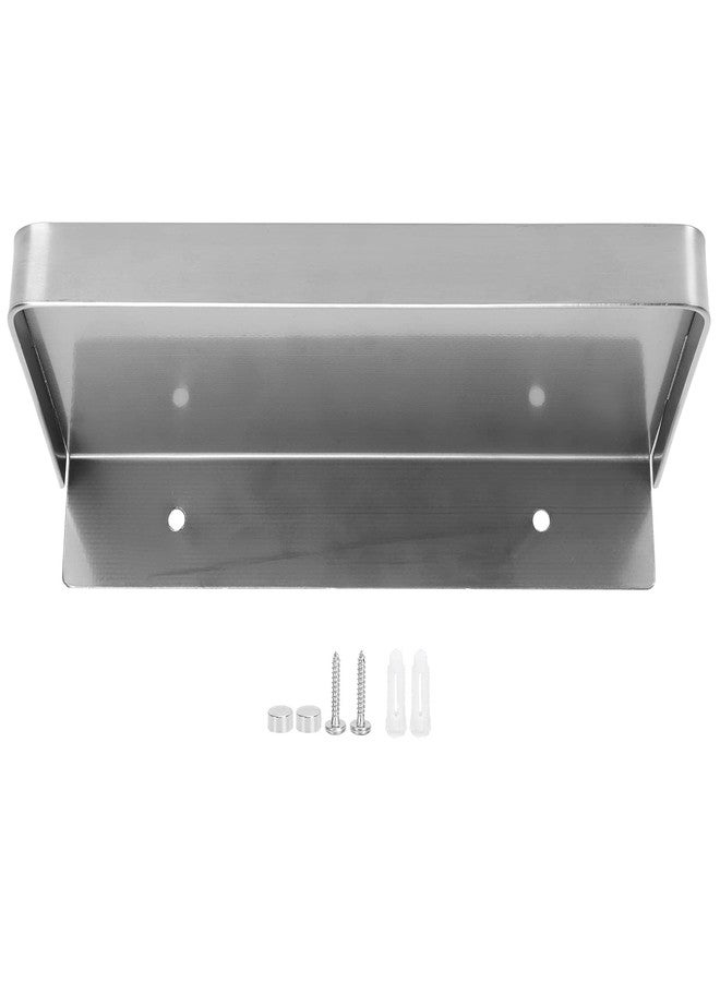 Beufee Floating Wall Shelves, tainless Steel Bathroom Tray Wall Mounted Mobile Phone Holder Bathroom Phone Shelf Toilet S 185x90mm (Brushed) - Image 1