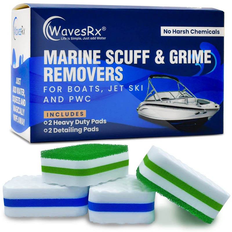 WavesRx Marine Grime & Scuff Remover Pads (Boat Erasers) | Cleaning & Polishing Sponges for Jet Boats & Skis | Boat Accessories, Marine Boat Cleaner Remove Dirt, Deck Marks, Scratches & Black Streaks - Image 1