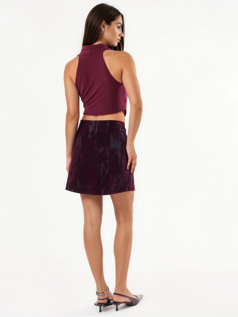 Qustyle QU STYLE Textured Abstract Mini Skirt - Image 4