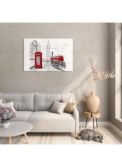 Home Gallery Tower of the Palace of Westminsterwith London streets Printed canvas wall art  - Image 1