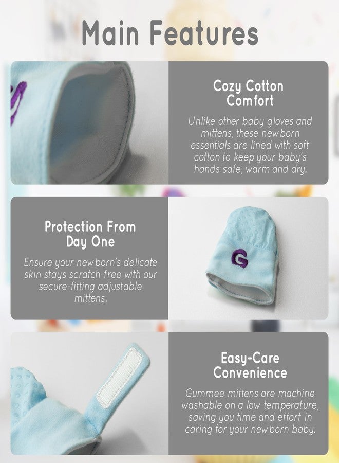 Gummee Glove Anti Scratch Teething Mittens Blue - Image 2