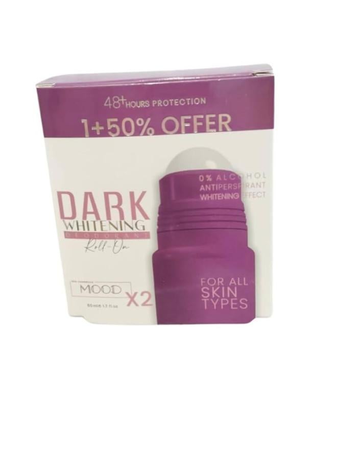 موود مزيل عرق رول مبيض داكن من مود، عرض 1+50%، 50 مل