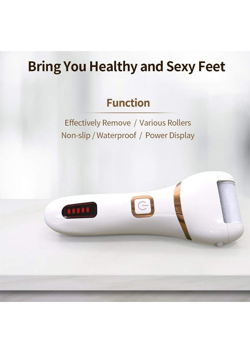 Arabest Electric Callus Remover, Rechargeable Electronic Feet File Pedicure Foot File Foot Rasp with IPX7 Waterproof Design for Dry Cracked Dead Skin with 3 Roller Heads, 2 Speed  - Image 2