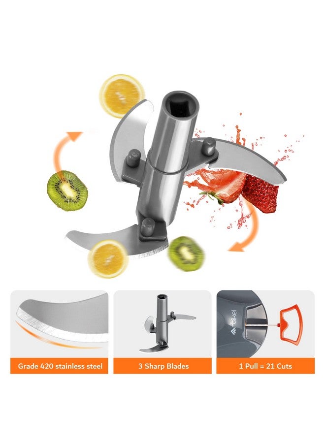 Artikel Manual Chopper with Storage Lid | Chops Vegetables, Nuts & Fruits | Meat Mincer | Medium - 650 mlGrey & Orange - Image 3