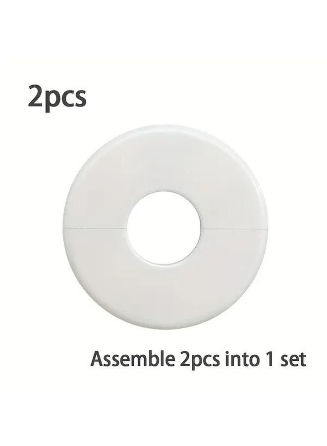 1 Set Self Adhesive White Plastic Pipe Cover Round 1 1 Inch Inner Hole For Kitchen Bathroom - Image 1