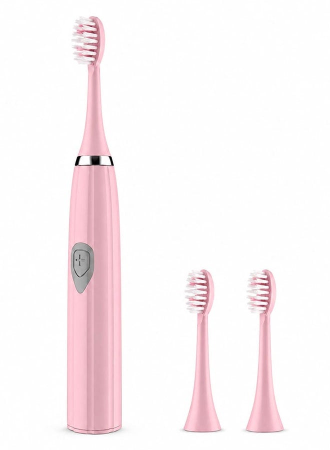 MARGOUN Electric Toothbrush Sonic Rechargeable Portable Travel Toothbrush Battery Operated with 2x Replacement Brush Heads Pink - Image 2